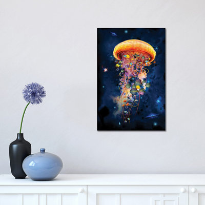 Electric Jellyfish Worlds Galaxys by David Loblaw - Wrapped Canvas Painting