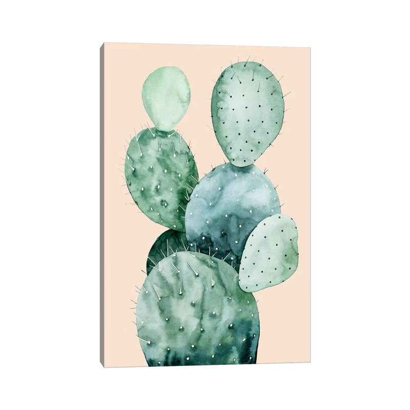Cactus On Coral II by Grace Popp - Wrapped Canvas Painting, 152.5 cm H x 101.5 cm W