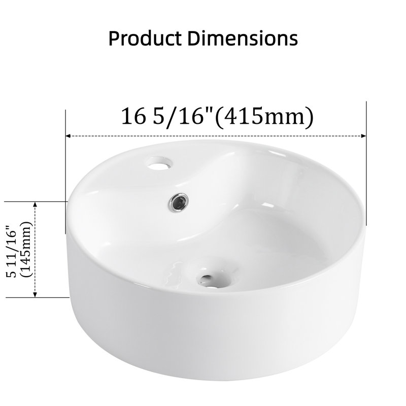 White Ceramic Rotundity Above Counter Bathroom Sink Basin – Artistic Round Design | Durable, Easy To Clean & Stylish For Modern Vanities