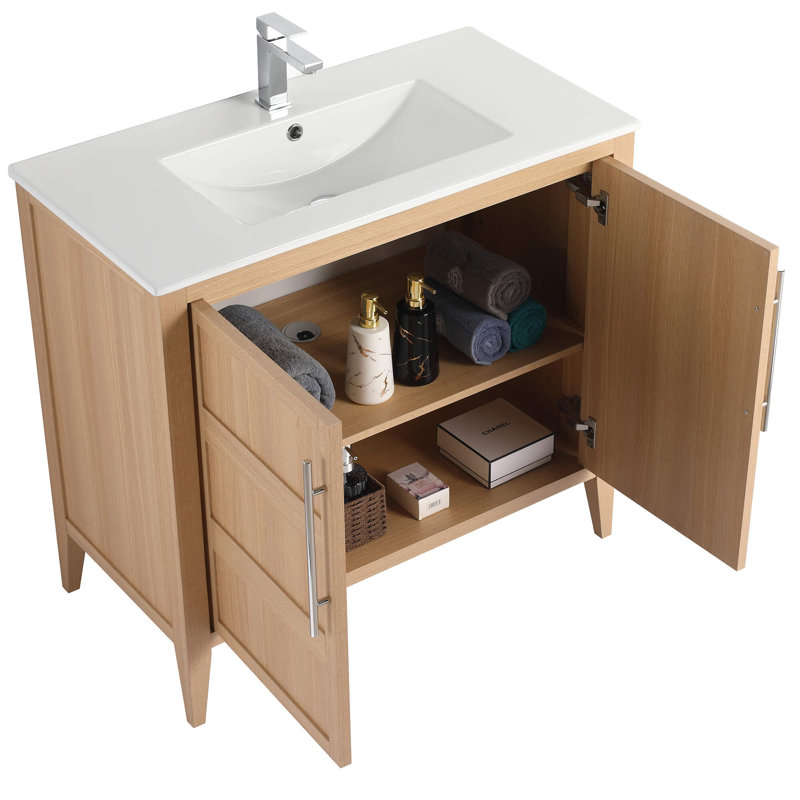 Winston Porter Healey Bathroom Vanity, Sand Oak