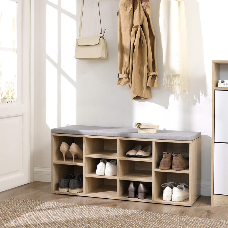 10 Pair Shoe Storage Bench, Oak