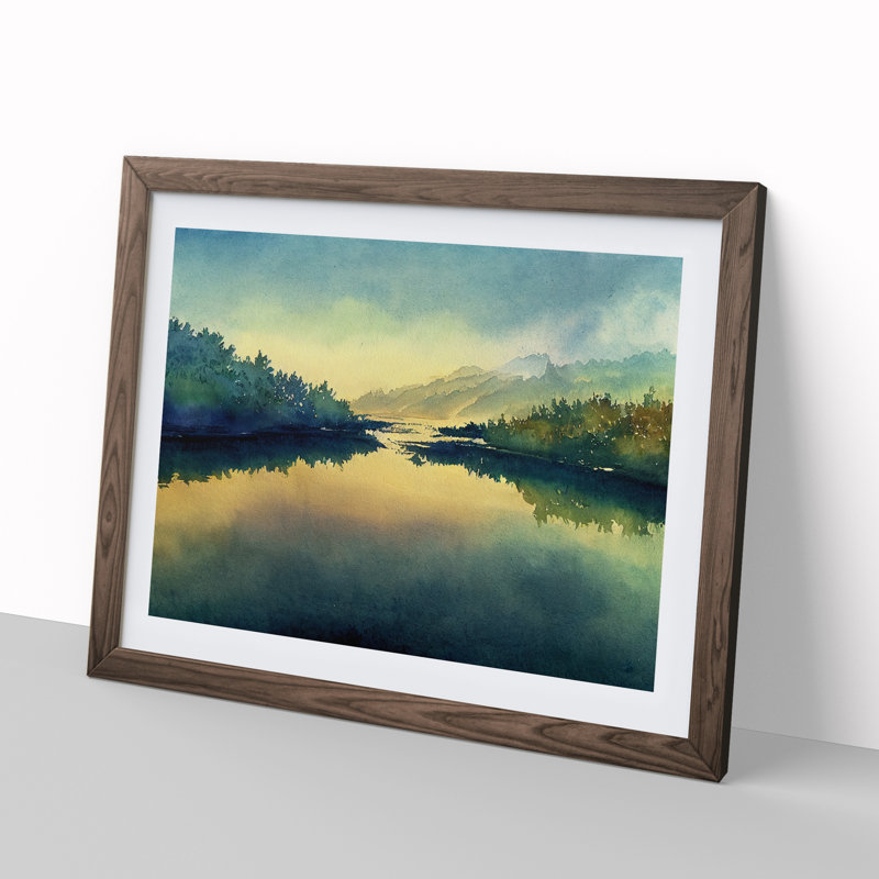 Serene River - Framed Print, 25cm H x 34cm W x 2cm D, Walnut