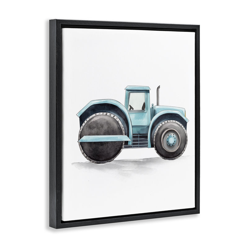 Camion de travail avec cadre flottant, design par Christine Simpson Art, Cadre flottant noir de jais, H 21 po x l 17 po