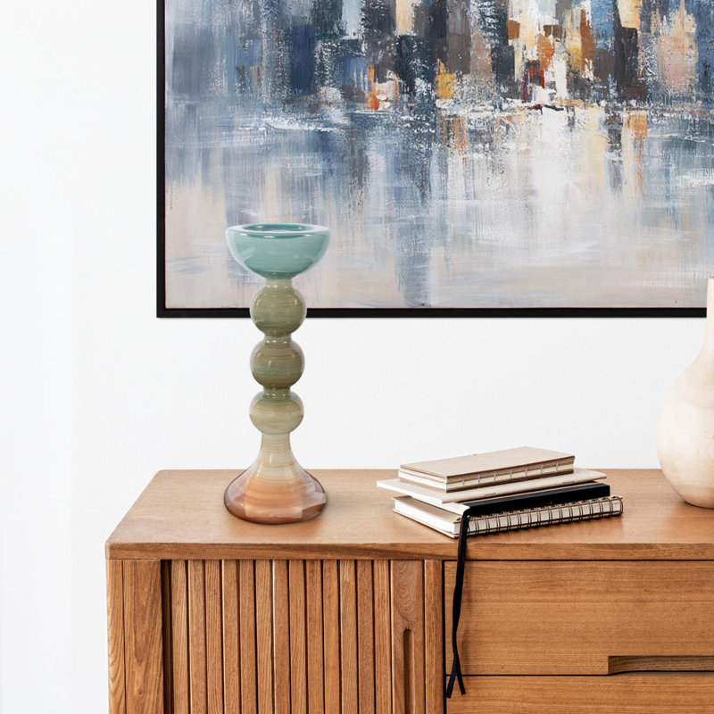 Capri Stripe Glass Candle Holder- Tall, Tall