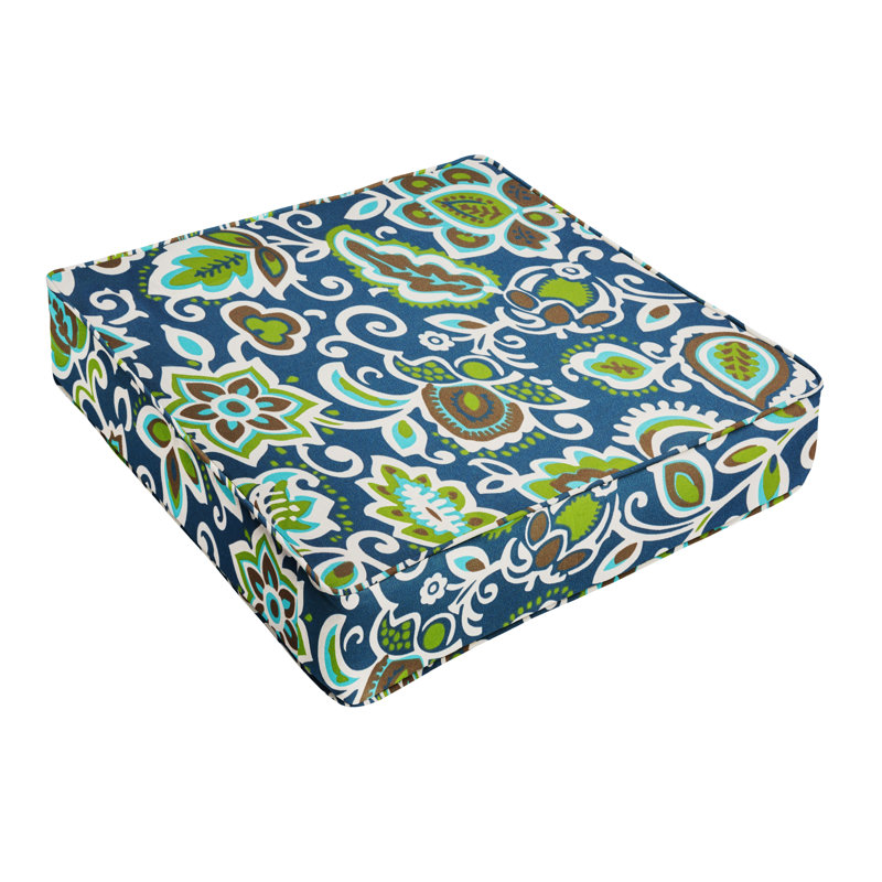 Coussin d'extérieur à cordon, Premier Prints - Faxon Oxford marine, Coussin de siège profond 25 po x 25 po x 5 po