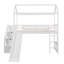 Lit mezzanine simple avec deux tiroirs et glissade, lit maison avec glissade, blanc-1650965345