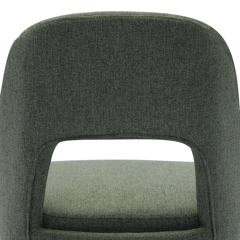 Chaises de salle à manger rembourrées en lin avec dossier haut incurvé et pieds en bois massif Cindina, Green/Brown