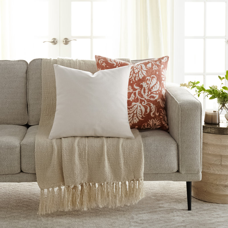 Elegant Rose Cotton Square Throw Pillow with Removable Cover