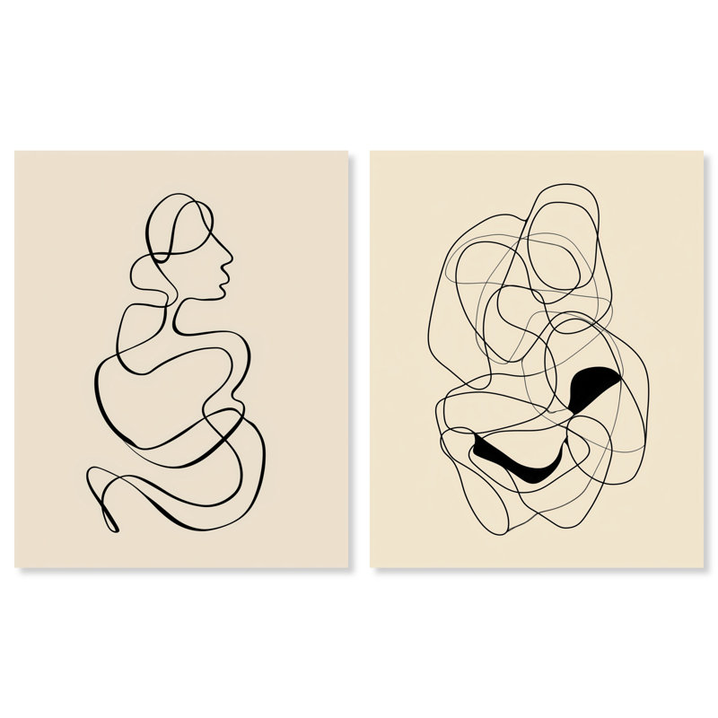 Ensemble de décorations murales noires Biomorphic Rhythm Duo par Art Remedy, galerie tendue, 20 x 24, H 24 po x l 20 po