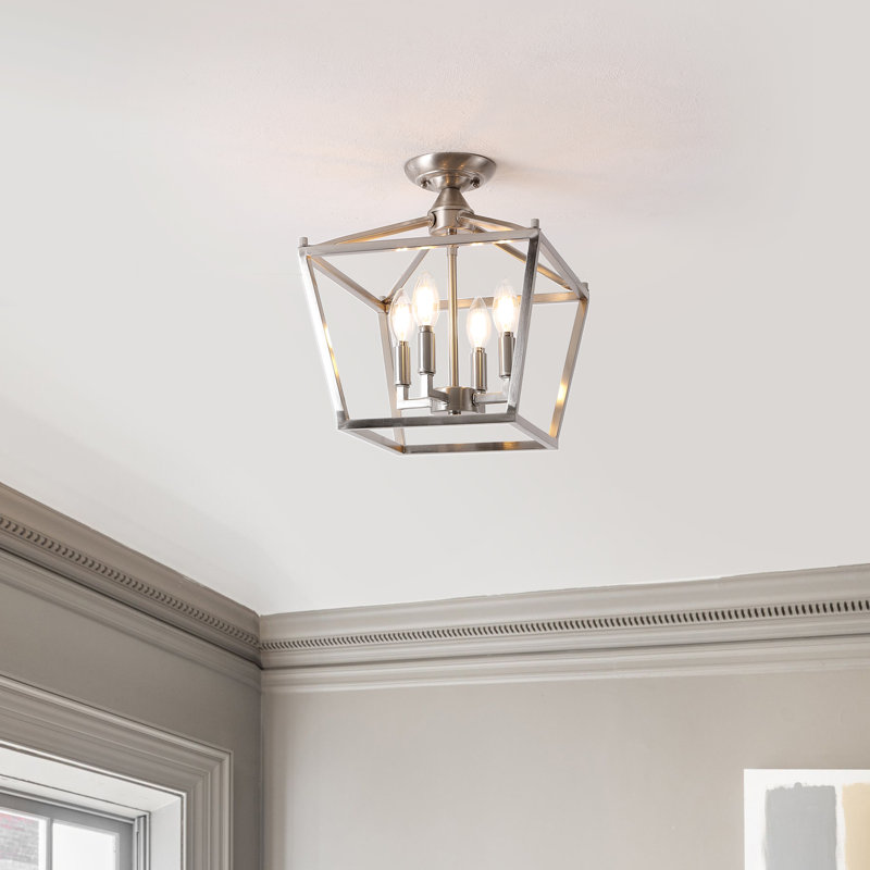 Plafonnier encastré 4 lumières Hubbardton, Nickel brossé