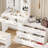 Jaisen 65"W Makeup Vanity Desk with Mirror and 3-Color Lights, 8 Drawers Vanity Table with Storage Shelf-1298111156