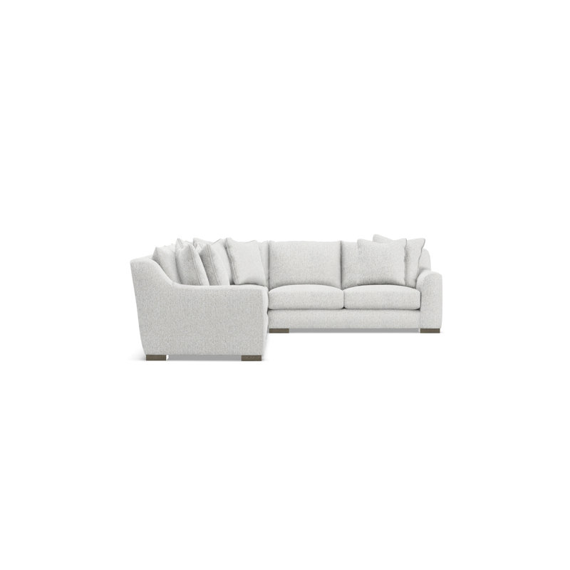 Sectional, White Polyester, 35" H x  140" W x 110" D, Right Hand Facing