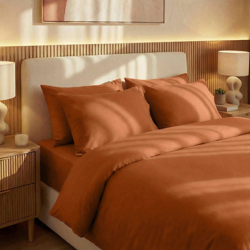 Bedding Sets Sateen No Pattern Duvet Cover Set, Orange, 50x75cm Pillowcase, Single