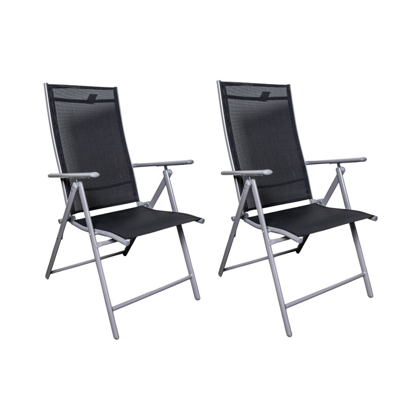 Folding Patio Dining Armchair, Black/Silver
