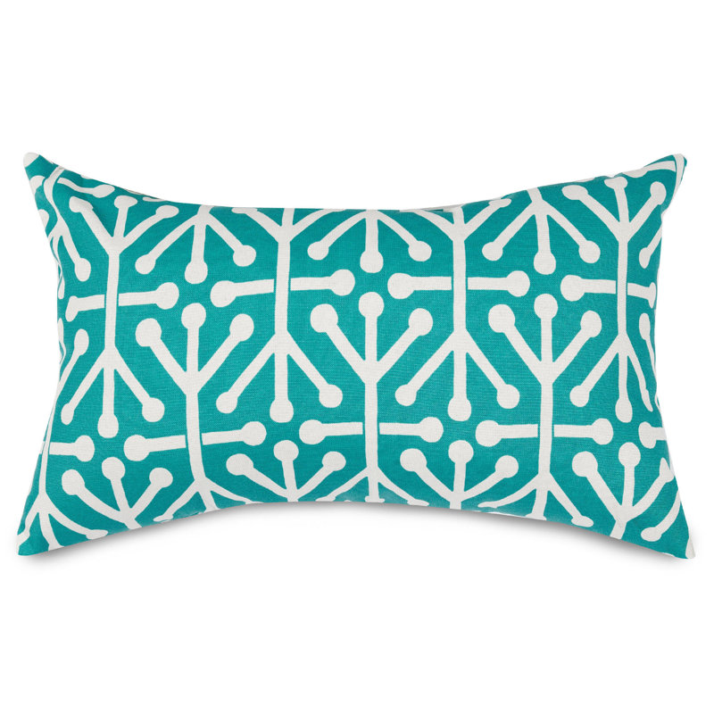 Aruba Teal and White Cotton Ikat Throw Pillow