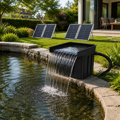 Ensemble de cascade solaire 100W avec pompe 1200GPH, déversoir 12,6 po et tubulure de 10 pi
