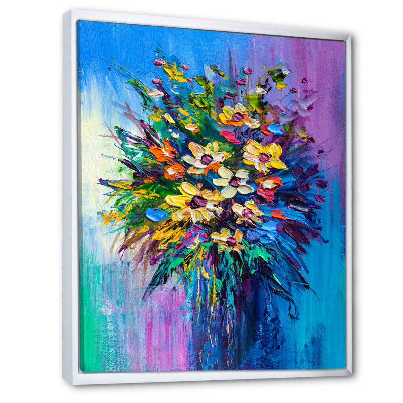 Art moderne gris et bleu II 2PT47720, H 20 po x l 12 po x P 1 po, Cadre flottant blanc