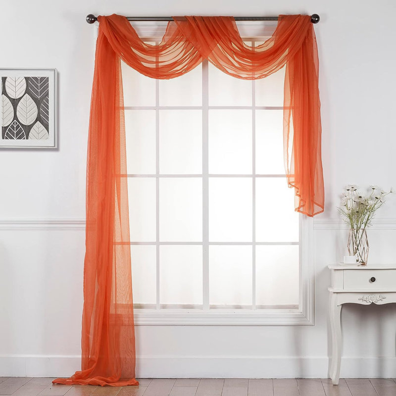 Giannoula Sheer Window Scarf Single Panel, 37" W X 216" L, Orange