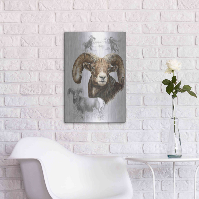 «Big Horn Sheep» par Barbara Keith, art mural en métal, 12 po x 16 po, H 24 po x l 16 po