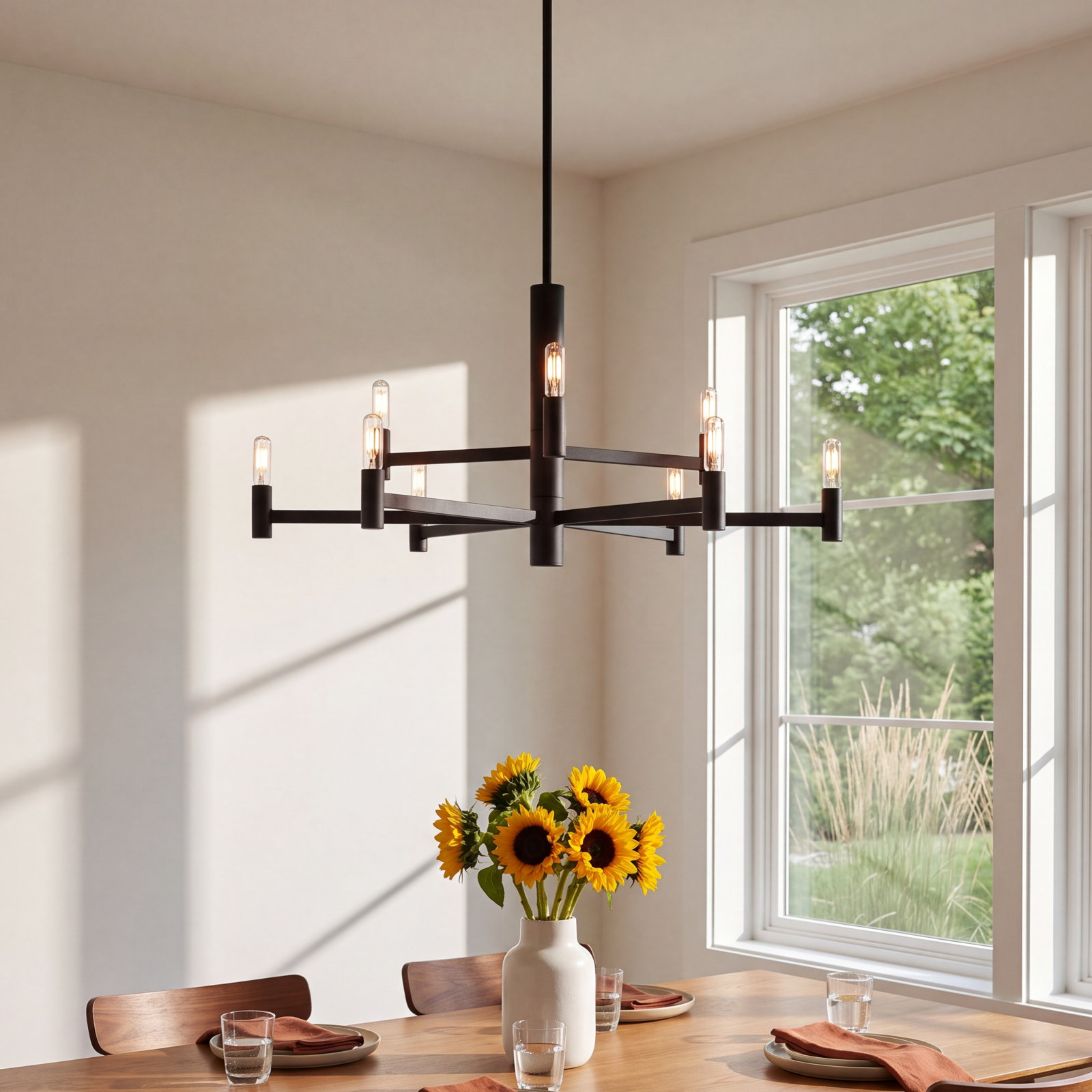 Ilene 9 - Light Dimmable Chandelier, Black