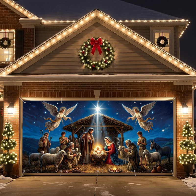 Couvre-porte de garage 16 x 7 pi Christmas Night
