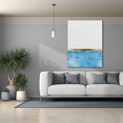  «Embellished Gold Horizon 1» par Alonzo Saunders, art mural sur toile, 40 po x 54 po