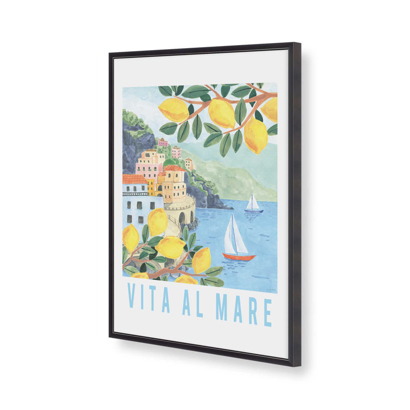 Reproduction d'art «Lemon Coast Serenity», Cadre de coin ouvert en zinc patiné, H 15,25 po x l 12,25 po
