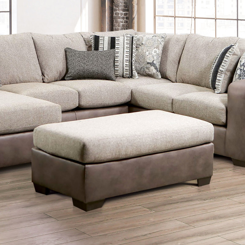 Brun et tissu d'ameublement de style contemporain, pieds fuselés en plastique, matériaux semblables à de la microfibre, L 38 po x H 17 po avec finition à deux tons, tissu, largeur de 38 po