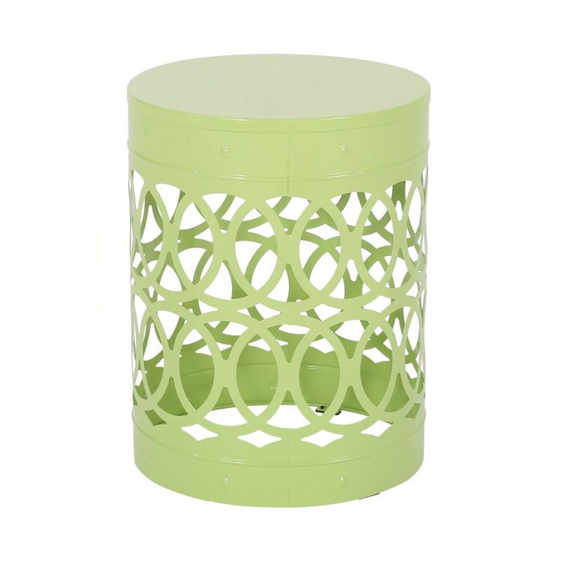 Table de bout cylindrique moderne avec motif en fer, Green, Green, Green