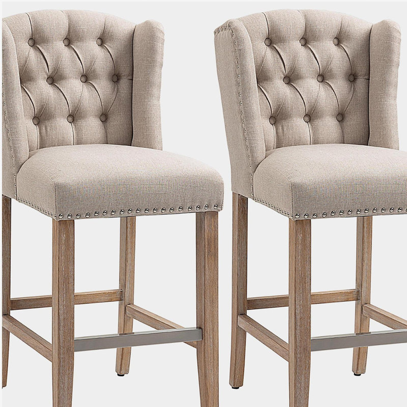 Ensemble de 2 tabourets de bar à hauteur de comptoir HOMcom, beige
