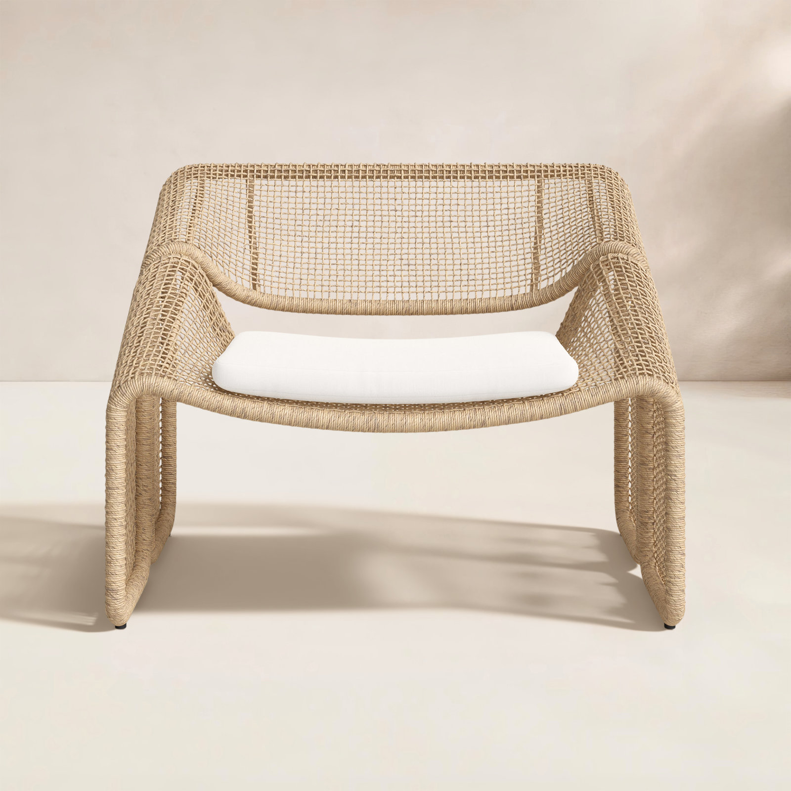 Aliza Wicker Outdoor Lounge Chair, Venao Ivory/Faux Hyacinth