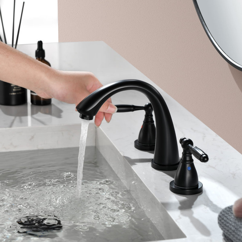 Widespread 2-handle Bathroom Faucet, Matte Black