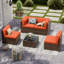 Ensemble de conversation modulaire en rotin pour 4 personnes avec coussins-570393815-562157634
