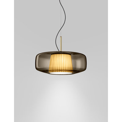 Plisse' Suspension G Smoky Pongee Silk_Plisse' Matt Steel L22cc Ul