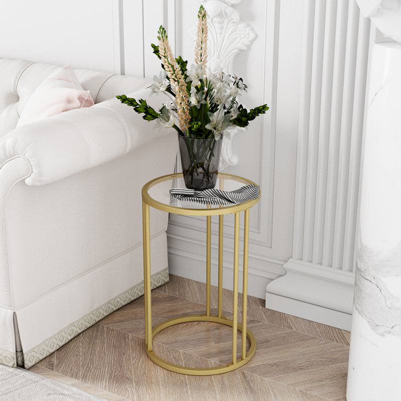 Maribeth Glass Top Frame End Table