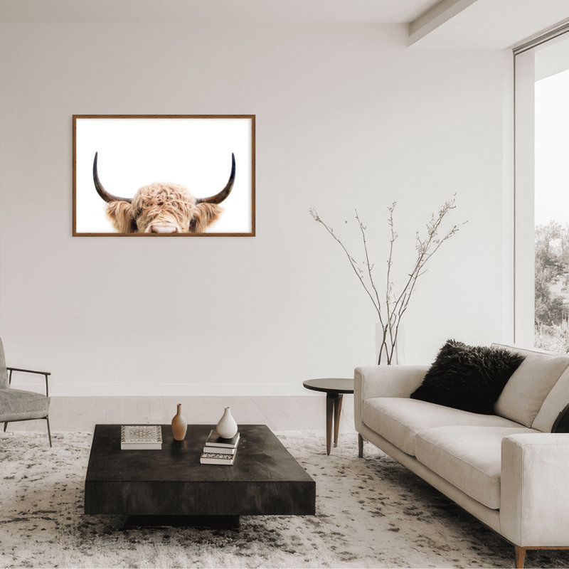 Nature Inspired Peeking Cow by  - Picture Frame Photograph on Paper, 24" H x 36" W x 1.5" D, Wrapped Canvas, Does Not Apply