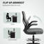 Draughtsman Chair with Flip-up Armrests, Mesh Standing Desk Chair with Lumbar Support and Adjustable Foot Ring for Bar Counter 65*59*130 cm Polyester 1 Piece Drafting Chair Charcoal Grey Height Adjustable