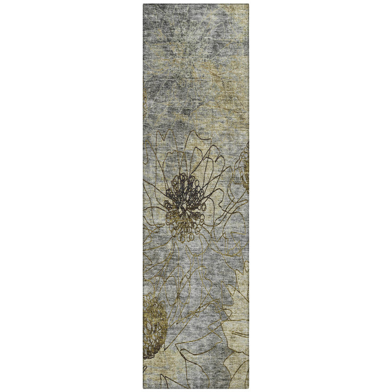 Machine Washable Indoor/Outdoor Leavittsburg ACN2235 Floral Rug, Runner 2'3" x 7'6"