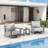 Purescape 3-Piece Hand-Painted Aluminum Outdoor Conversation Set With Gray Cushions And Side Table-122875999