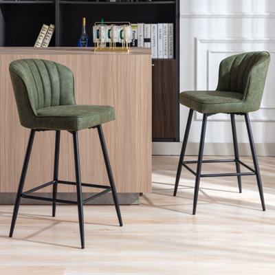 Upholstered Counter Stool with Metal Frame