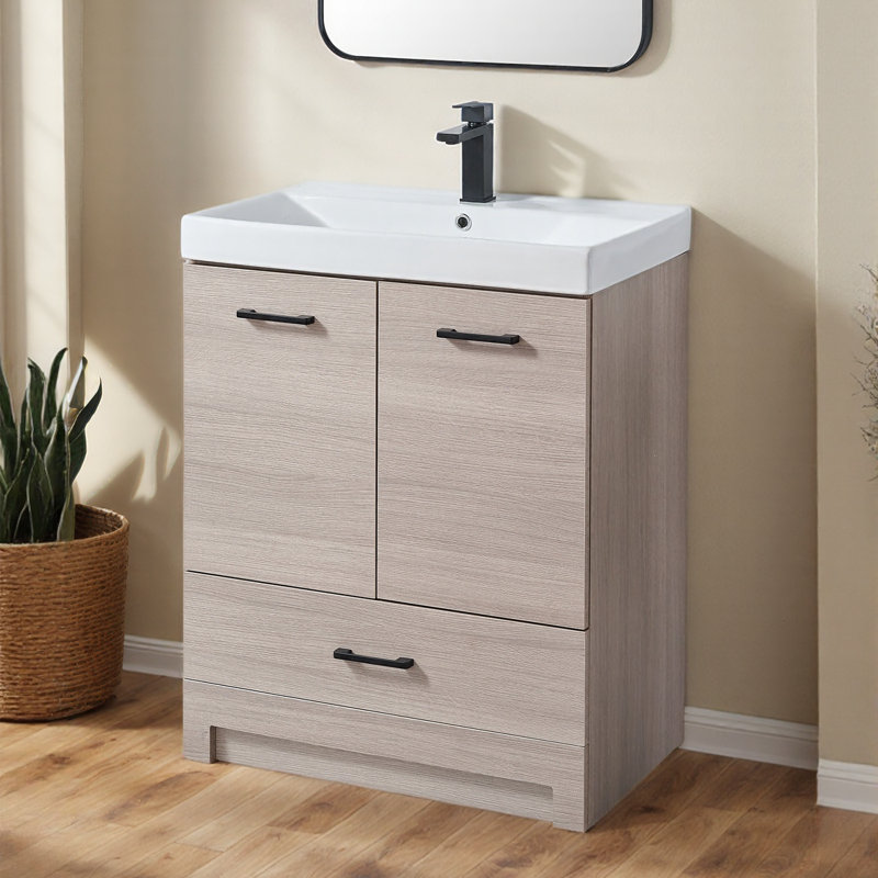 30" Modern Single Free-standing Batjroom Vanity With Ceramic Top