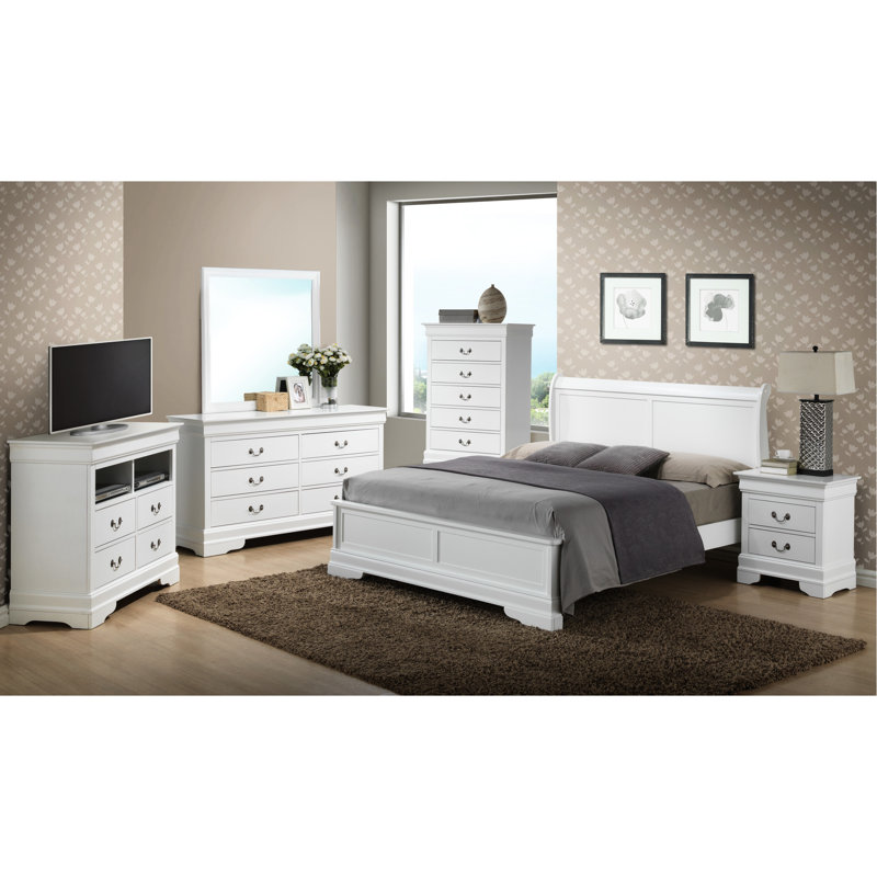 Lit double élégant blanc Crisp pour la décoration de la chambre à coucher - Spacieux et attrayant H 44 po x l 61 po x P 84 po Attrait intemporel Assemblage facile inclus Élégant traditionnel Hauteur Largeur Profondeur