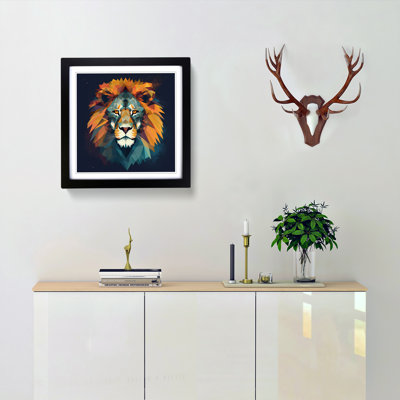 Lion Geometric - Framed Print