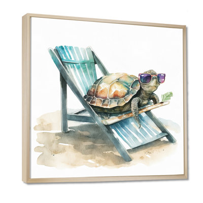 " Turtle Laying On A Beach Chair With Sunglasses II "