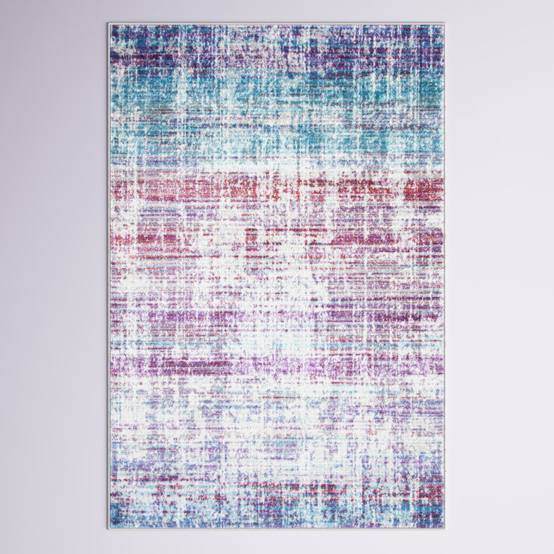 Olmstead Abstract Purple/Blue/Gray Area Rug, Rectangle 6' x 9'