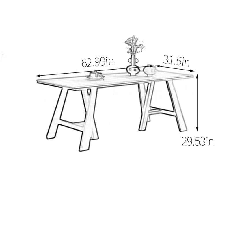 Unique solid wood sintered stone dining table, Taupe, 29.53"H x 62.99"L x 31.5"W
