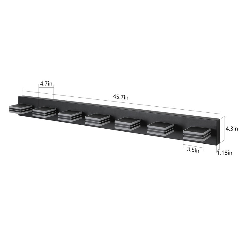 Éclairage à DEL à intensité variable pour meuble-lavabo, Noir mat, 7 lumières