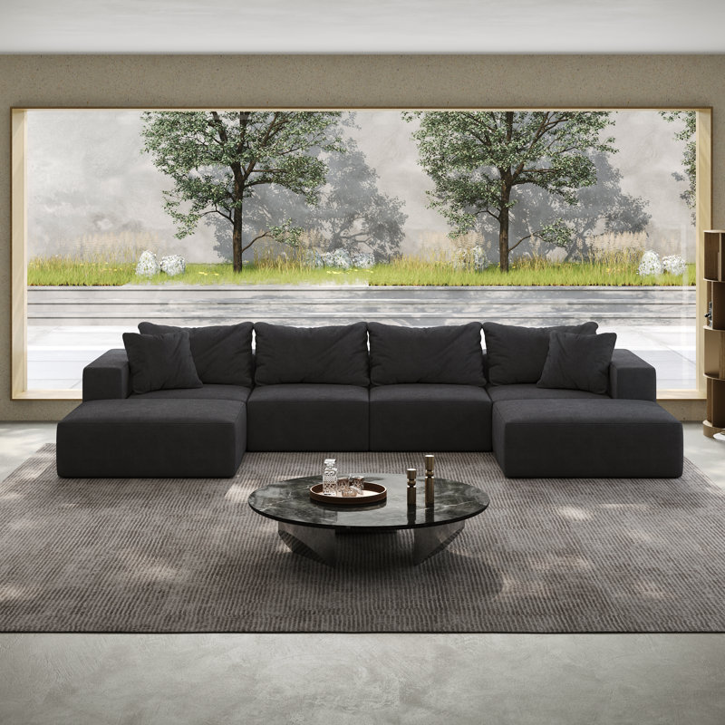 Canapé modulaire en éponge surdimensionné de 162 po Roomfitter, Gris