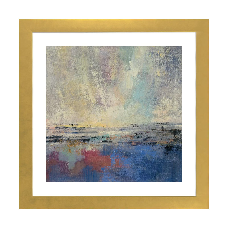 «Coastal View I» par Silvia Vassileva - reproduction, H 16 po x l 16 po x P 1 po, Papier encadré doré, Blanc