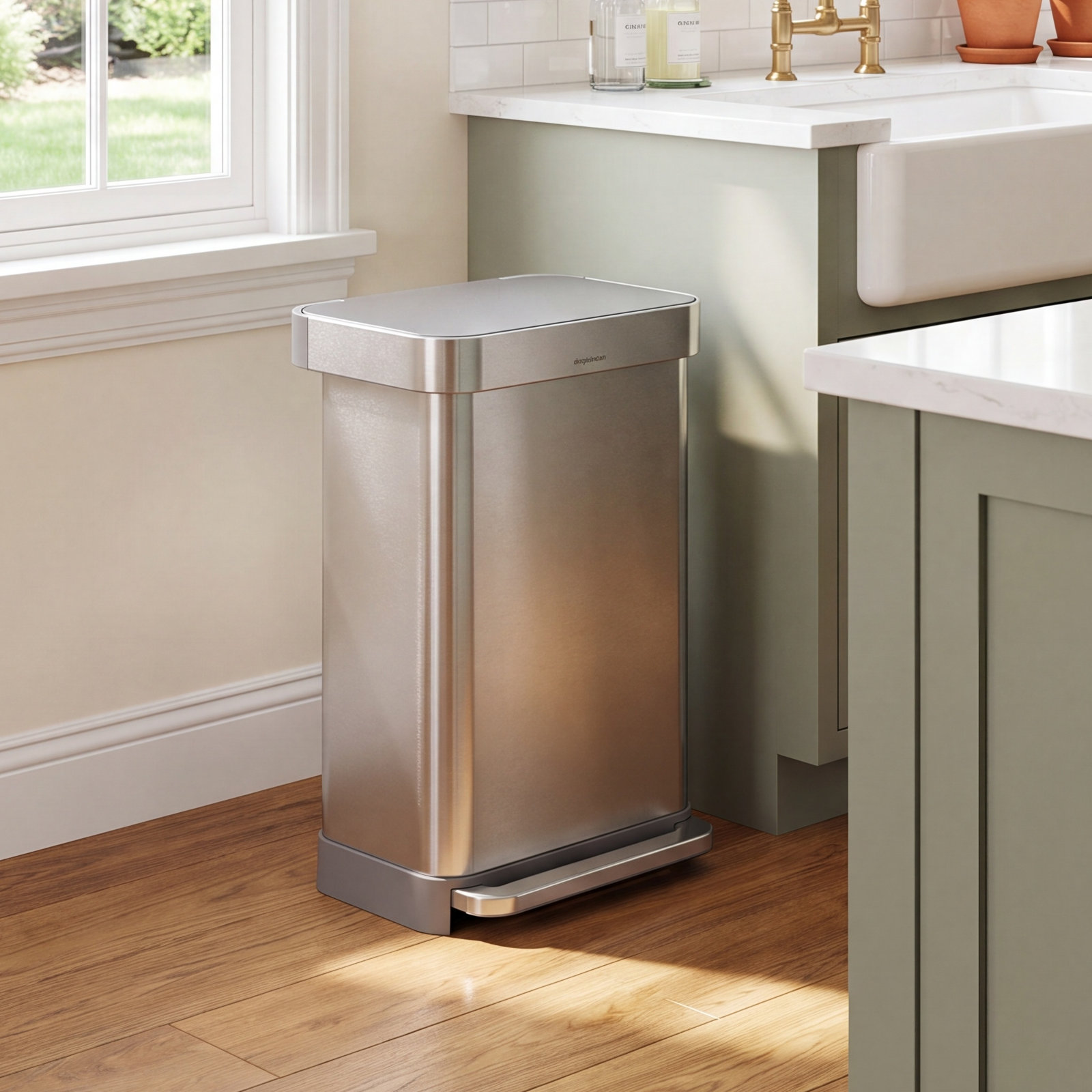 simplehuman 12gal Step-On Trash Can